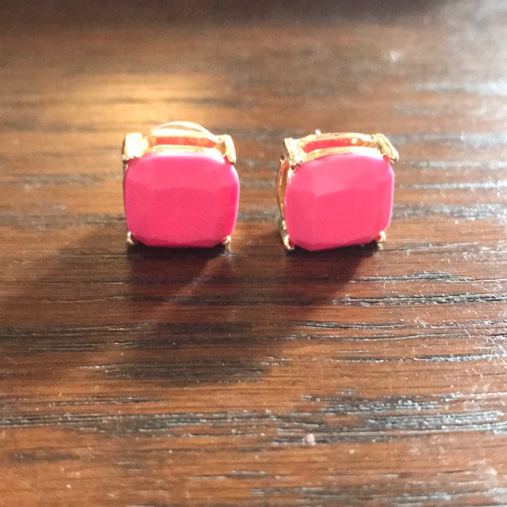Brand new never worn pink square studs